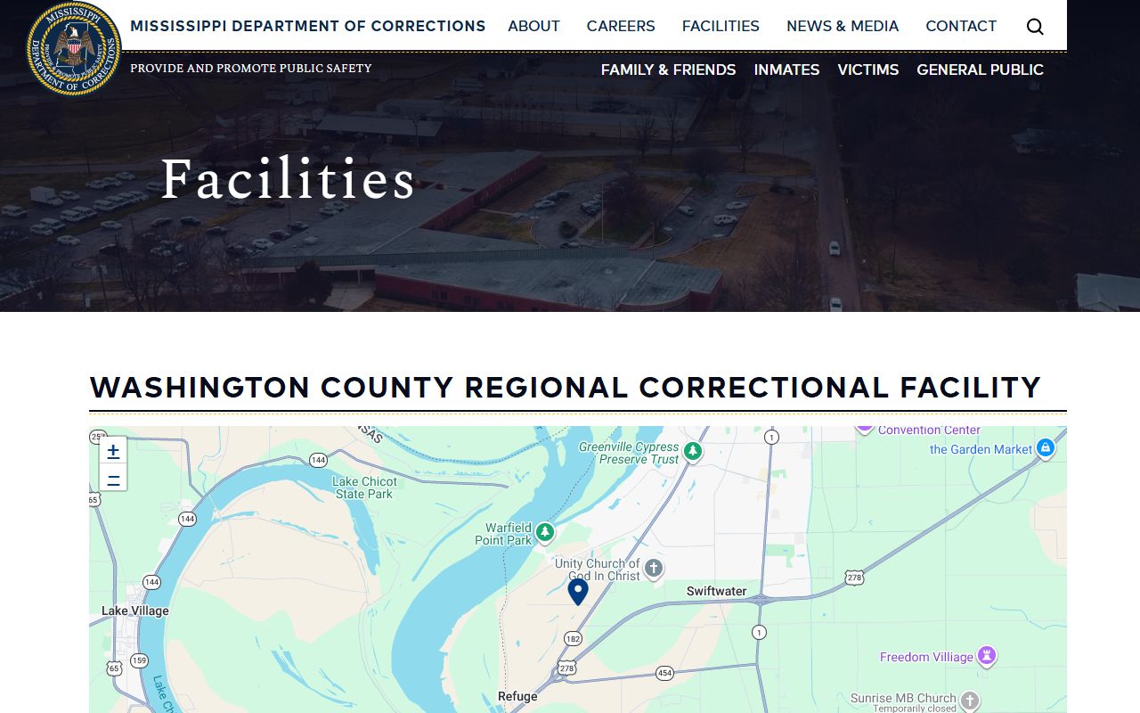 Washington County Regional Correctional Facility MDOC listing for inmate custody lookup